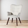 FurnitureR Tufted Wingback Accent Chair for Bedroom/Lounge, Leisure Armchairs High Back Ergonomic, Fabric Upholstered Living Room Chair Beige/Walnut - 3 of 4