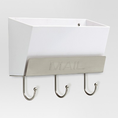 Classic Mail Holder - White/Satin Nickel - Threshold™