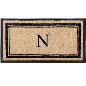 A1HC Natural Rubber Coir Outdoor Doormat 24x48 Monogrammed Anti-Shed Treated Durable Front Door Mat - 1 of 4