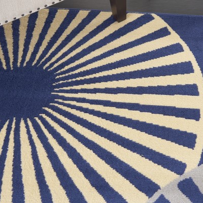 Reversible Hand-Knotted Navy Synthetic 8' x 10' Area Rug