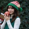 Anna-Kaci Women's Christmas Elf Striped Knit Hat Striped Beanie with Pom-Pom & Elf Ears for Holiday Parties & Festive Decor - 3 of 4
