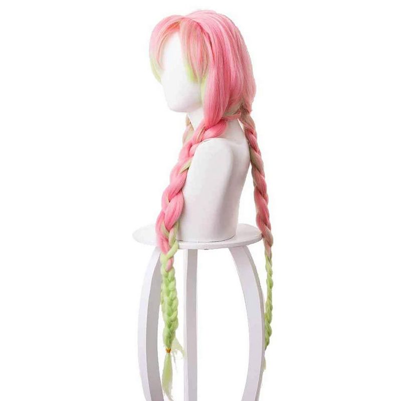 Unique Bargains Women's Wigs 31" Pink Green with Wig Cap, 2 of 7