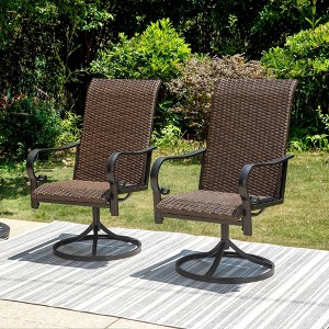 Rattan/Steel 360 Swivel Patio Dining Arm Chairs - Captiva Designs: Weather-Resistant Seating - 1 of 4