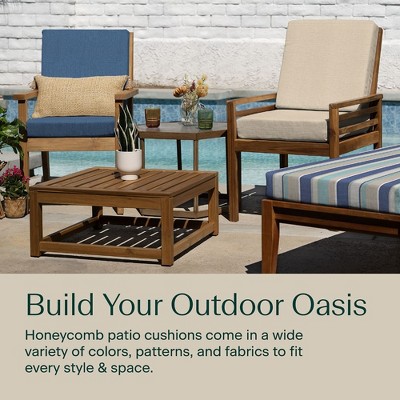 Pacific Blue Textured Solid Midback Dining Chair Cushion