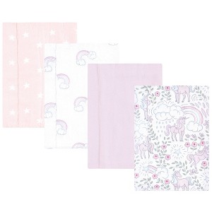 Hudson Baby Infant Girl Cotton Flannel Burp Cloths, Dreamy Unicorn, One Size - 1 of 4
