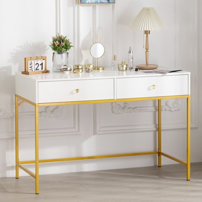 Hyleory Modern Vanity Table , 47" Bedroom Bedside Table with Ample Storage , Sturdy and Sleek