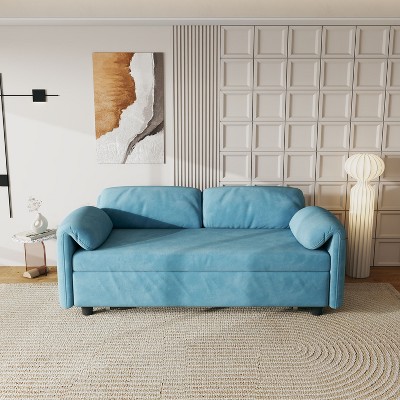 NicBex Convertible Sofa Bed Couch with Adjustable Back & Foldable Arm,Flannelette Upholstered Sleeper Sofa for Living Room,Bedroom