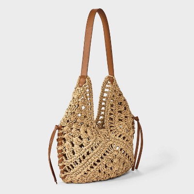 Сумки Universal Thread Hand Crocheted Straw Tassel Shoulder Bag - Universal Thread™ Natural — фото 3