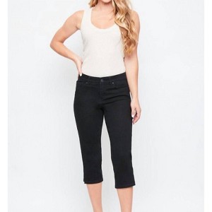 Women's Missy 5 Pocket Side Slit Hem Capri - YMI - 1 of 3