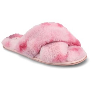 Journee Women's Veedia Soft Plush Open Toe Crisscross Strap Cushioned Slippers - 1 of 4