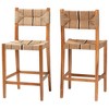 bali & pari 2pc Prita Paper Loom and Mahogany Wood Counter Height Bar Stool Set - 2 of 4