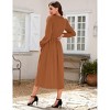 A-Line Dress for Women Fall 2025 Flounce V Neck Pleated Dress Lantern Sleeve Formal Dresses Church Dress - 3 of 4