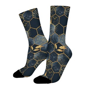 Golden Leaves Women Printed Crew Socks Funny Funky Socks Soft Polyester Novelty Gifts for Artists Men - 1 of 1