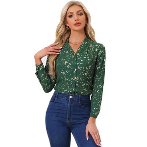INSPIRE CHIC Women's Metallic Vintage Long Sleeve Gilding Shiny Dots Stars Top - 1 of 4