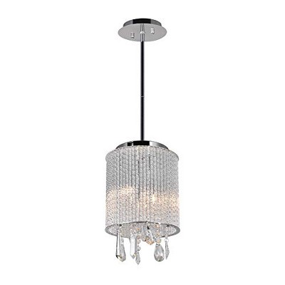 CWI Lighting Benson 2 Light Drum Shade Mini Pendant With Chrome Finish