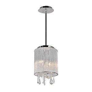 CWI Lighting Benson 2 Light Drum Shade Mini Pendant With Chrome Finish - 1 of 2