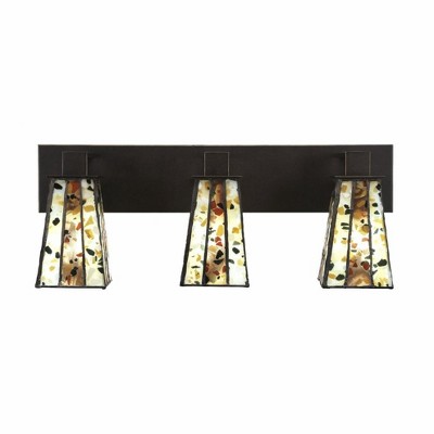 Toltec Lighting Apollo 3 - Light Vanity in  Dark Granite with 5" Square Fiesta Art Glass Shade