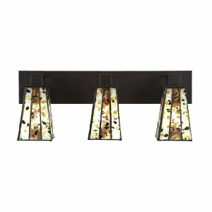 Toltec Lighting Apollo 3 - Light Vanity in  Dark Granite with 5" Square Fiesta Art Glass Shade - 1 of 1