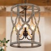 LNC Quaint 3-Light 15.5" Farmhouse Lantern Small Chandelier, Antique Bronze and Distressed White Wood - 2 of 4