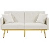 Streamdale Cream White Velvet Sofa Bed - 3 of 4