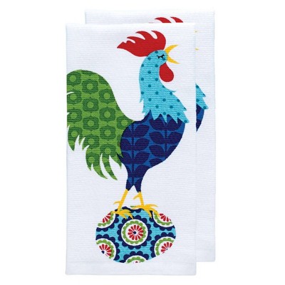 Teal Rooster Print Kitchen Towel - T-Fal