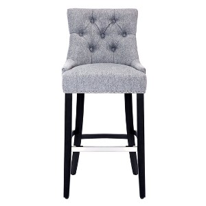 WestinTrends 29" Linen Tufted Buttons Upholstered Wingback Bar Stool (Set of 3) - 1 of 4