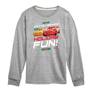 Boys' - Disney - On The Highway To Holiday Fun Long Sleeve Graphic T-Shirt - 1 of 4