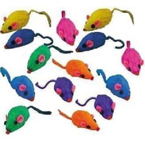 10 Rainbow Mice Cat Toys with Real Rabbit Fur That Rattle by Zanies - 1 of 3