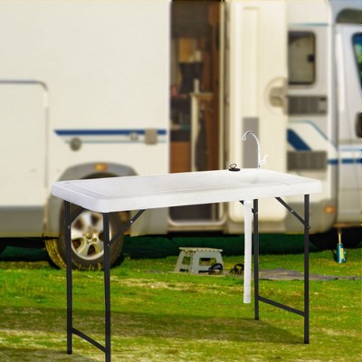 Outdoor Folding Fish & Game Cleaning Table with Quick-Connect Faucet