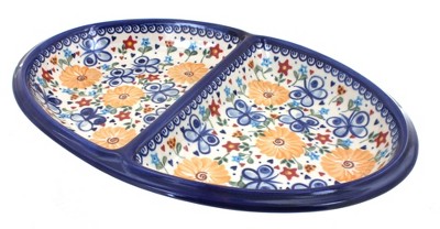 Blue Rose Polish Pottery 203 Vena Divided Dish