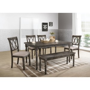 6-Piece Dining Set with Kitchen Table, 4 Chairs and Bench - 1 of 4