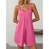 Women's Summer Casual Rompers Square Neck Sleeveless Short Overalls Bib Loose Jumpsuit with Pockets - 2 of 4