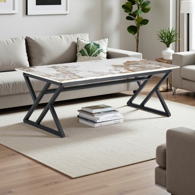 47" Rock-Slab Coffee Table with Gold Legs