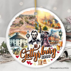 Artistic Historical Gettysburg Town Vintage Ornament, Pennsylvania Heritage and Abe Lincoln| OrnamentallyYou - 1 of 4