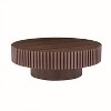 39.37'' Wooden Round Coffee Table for Living Room, Modern Handcraft Drum Design - Maison Boucle - 3 of 4