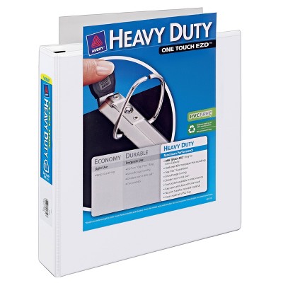 1.5" Heavy-Duty View Ring Binder with Locking 1-Touch EZD Rings White - Avery