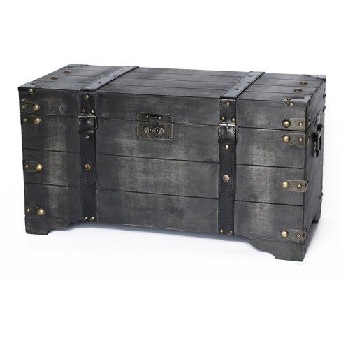 Vintiquewise Distressed Black Medium Wooden Storage Trunk - image 1 of 4