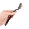 Unique Bargains Plastic Handle Metal Wire Household Bristle Cleaning Brush Black 1.3" x 0.3" x 0.5" 3 Pcs - 2 of 3