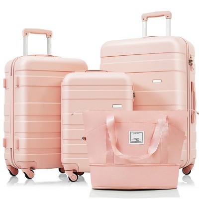 Lightweight Luggage Sets 4 Piece ABS Durable Suitcase with Travel Bag, Spinner Wheels Luggage Set with TSA Lock, Carry On Luggage Set - Cuddlewood