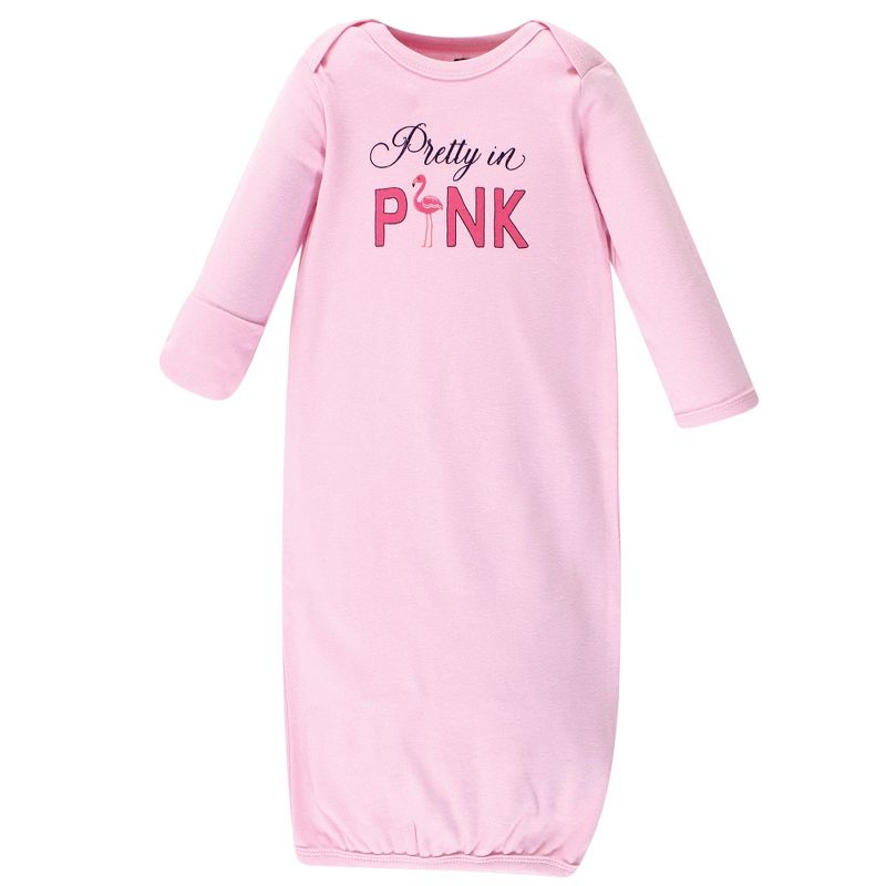 Hudson Baby Infant Girl Cotton Gowns, Bright Pink Flamingo, 4 of 6