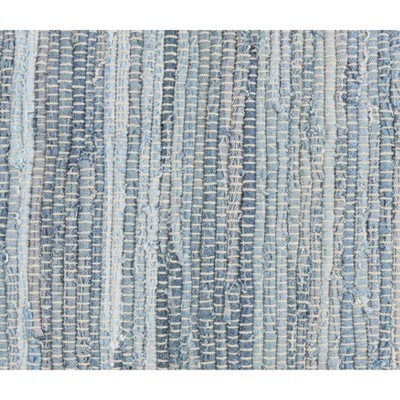 Small Denim Blue Rectangular Down Filled Chindi Throw Pillow