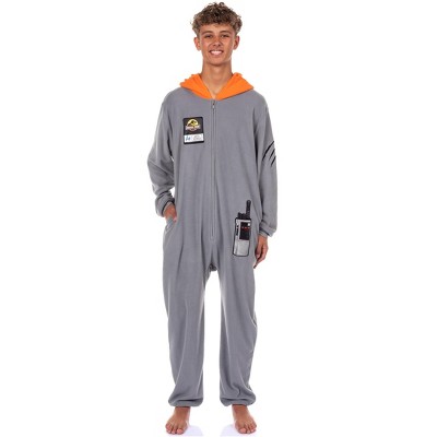 Jurassic Park Union Suit Adult Crew Member One Piece Hooded Costume Pajama