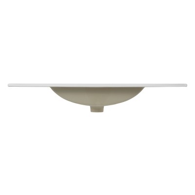 White Rectangular Ceramic Vanity Sink Top with 3 Holes