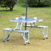 MOEPISY Folding Picnic Table With Umbrella Hole, Aluminum Suitcase Portable Outdoor Table With Bench - 3 of 4