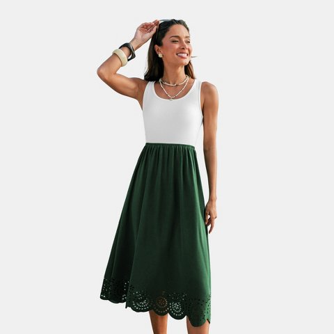 Женские платья Cupshe Women's Tank Dress Laser Cut Hem-L-Green