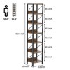 Homhougo Bookshelf Tall Skinny Bookcase 6 Tier Storage Rack Rustic Corner Shelf Brown - 2 of 4