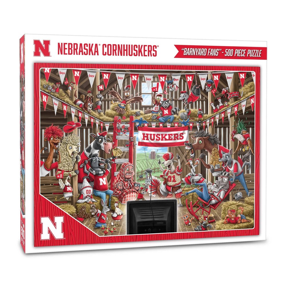NCAA Nebraska Cornhuskers Barnyard Fans 500pc Puzzle: Sports Jigsaw for Ages 10+
