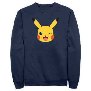 Men's Pokemon Pikachu Wink Face Sweatshirt - 1 of 4