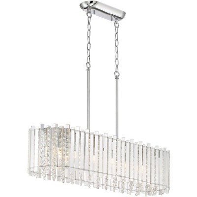 Mirabell Chrome 37" LED Island Pendant with Clear Crystal Droplets
