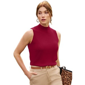 Jessica London Women's Plus Size Ribbed Sleeveless Shell - 1 of 2